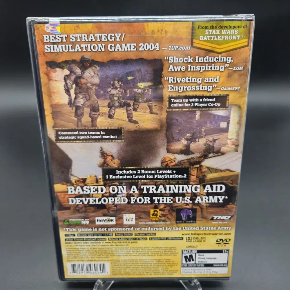 Full Spectrum Warrior Sony PlayStation 2 PS2 THX 2004 War Strategy Military